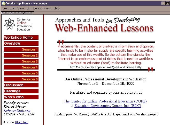 Workshop Home Page