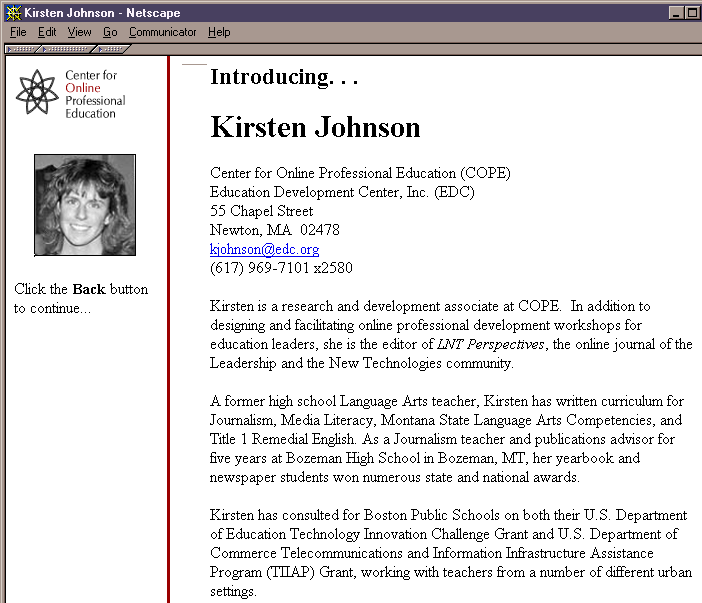 Sample Biography Page